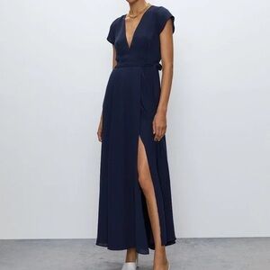 Stunning Aritzia Babaton Navy Blue Wrap Dress - Small